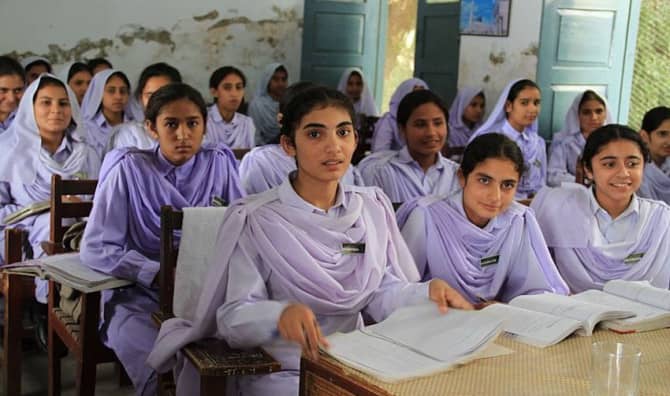 Girls in school in Khyber Pakhtunkhwa, Pakistan