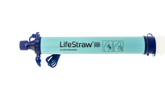 LifeStraw is a purifying straw that makes any puddle of water clean with a sip.