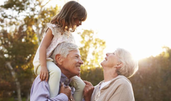 Playing brain games with grandchildren.