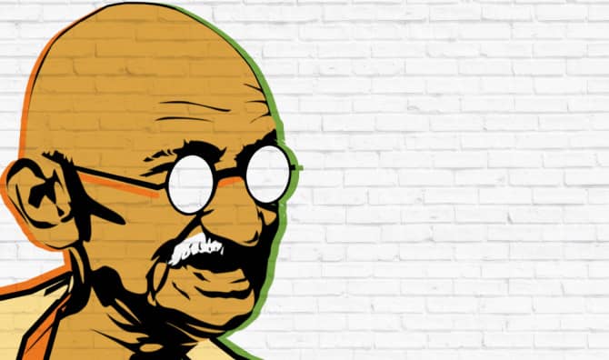 A painting of Mahatma Gandhi