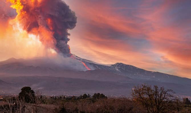 The Etna volcano erupts.