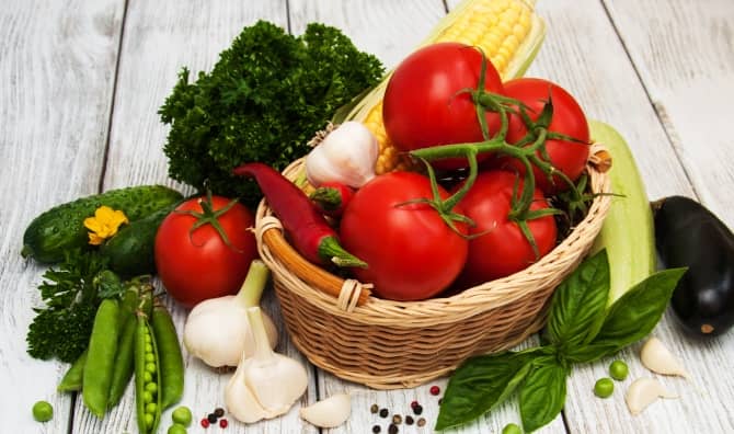 Fresh summer vegetables.