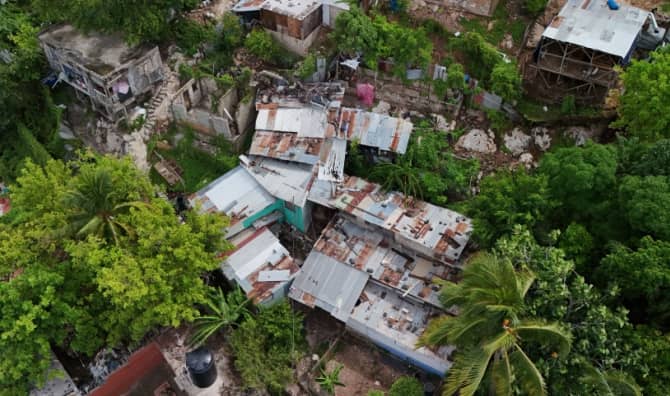 Damage from Hurricane Melissa in Kingston, Jamaica.