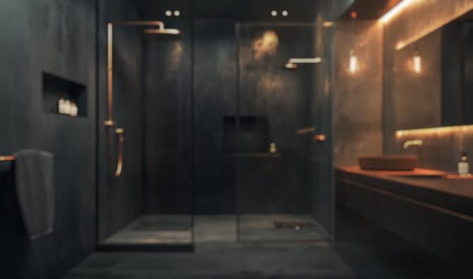 A bathroom with warm and dim candles.