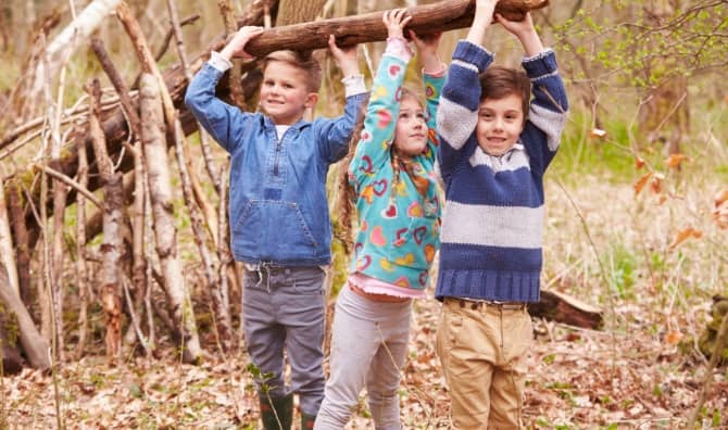 Children in a forest school.