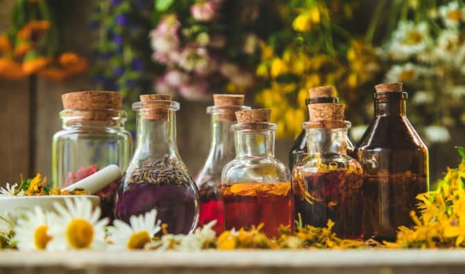 Tinctures of medicinal herbs.