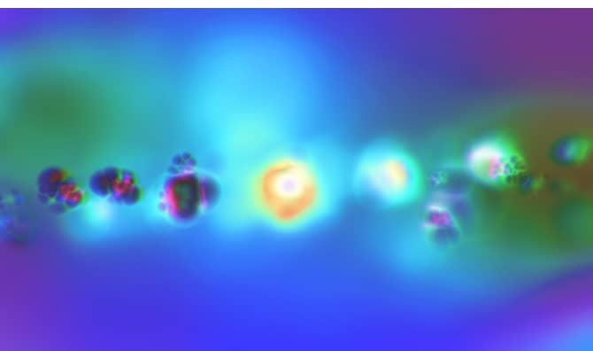 The magnetic attraction of nanoparticles.