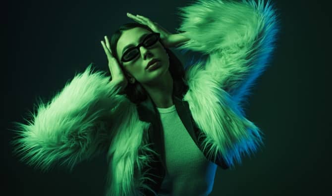 Young fashion fan in fake fur.