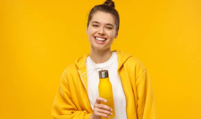 Color coordinated water bottle.