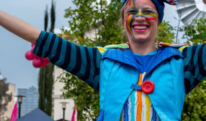A woman celebrates Purim.