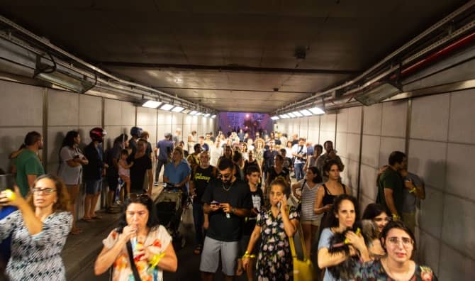 Israelis in a bomb shelter.