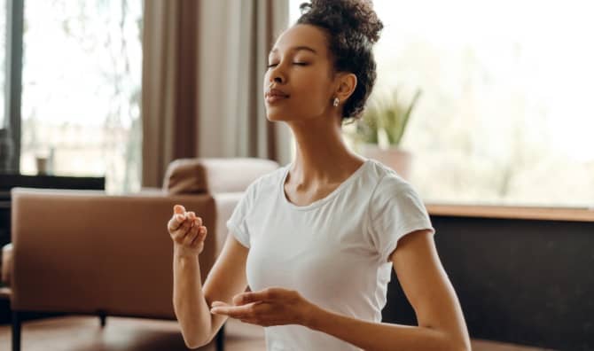 Relaxed mindful woman.