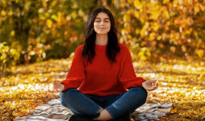 Woman meditating.