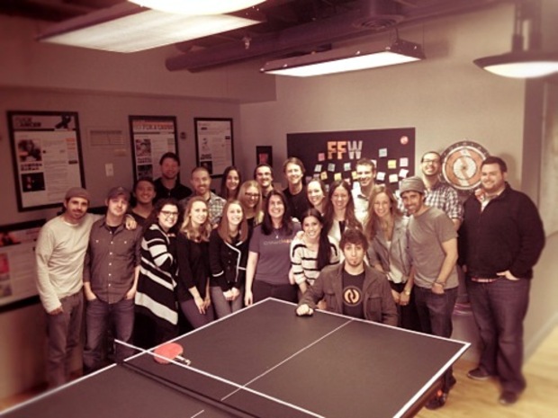 photo The CrowdRise team around the office's ping pong table