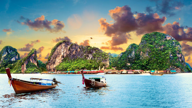 Boats on the water in Phuket, Thailand