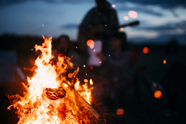 Campfire during sundown