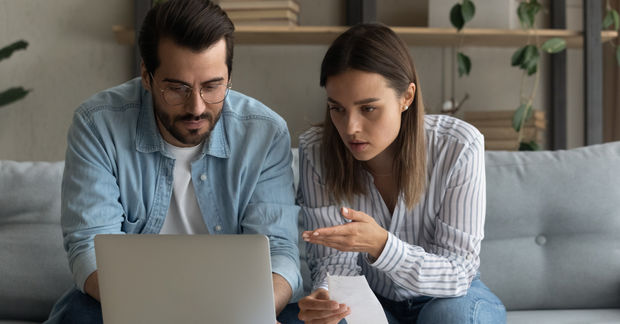 Couple discuss finance as equals